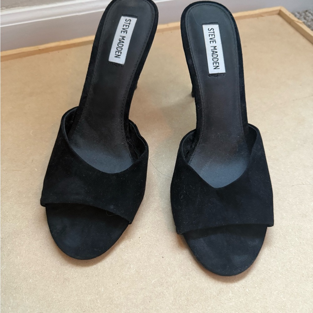 Steve Madden Black Suede Peep-Toe Stilleto